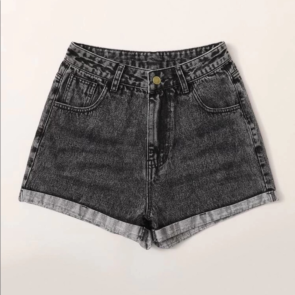 Dark wash denim shorts